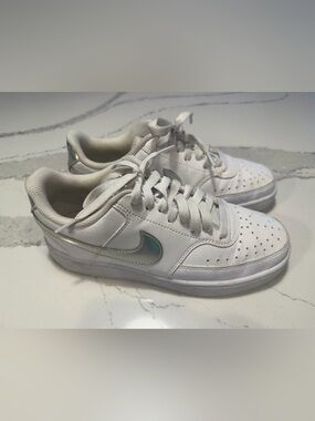 Nike Air Force 1 ‘07 LX white with shiny silver emblem Size 7.5